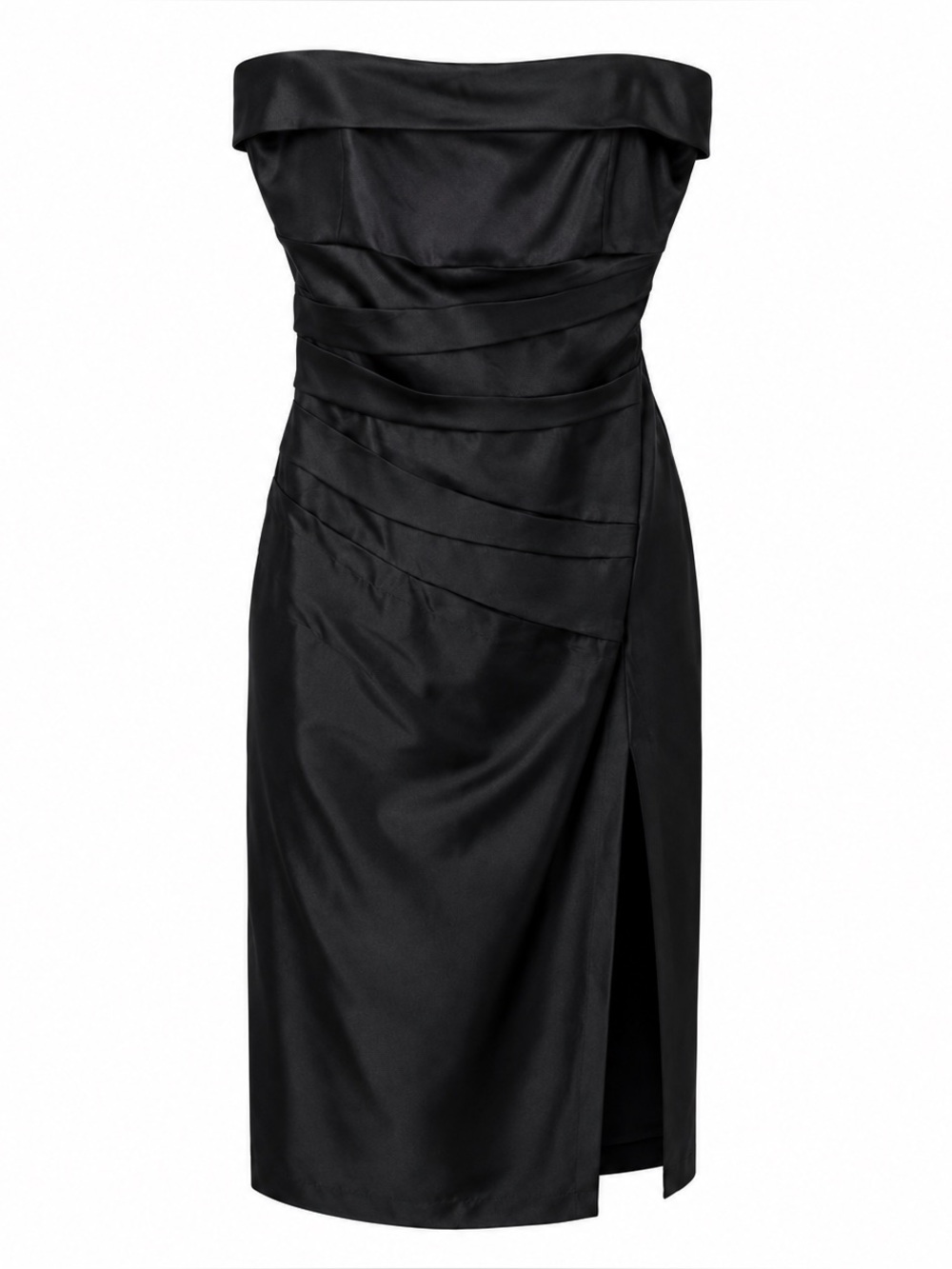 Gianni Bini NWT Black Satin Ruched Strapless Cocktail Dress Women's Size 0 Party